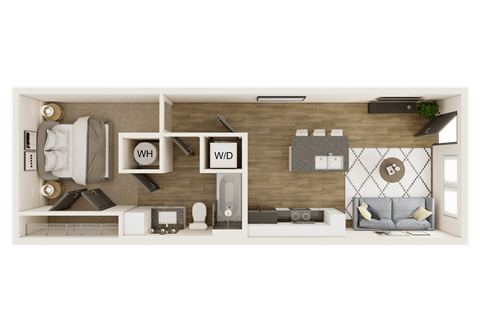 Floor plan for studio, 1 bath, 546 sqft